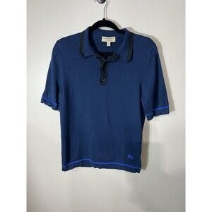 Burberry Blue Polo Collared Shirt Men’s Medium Embroidered Classic Thick Preppy